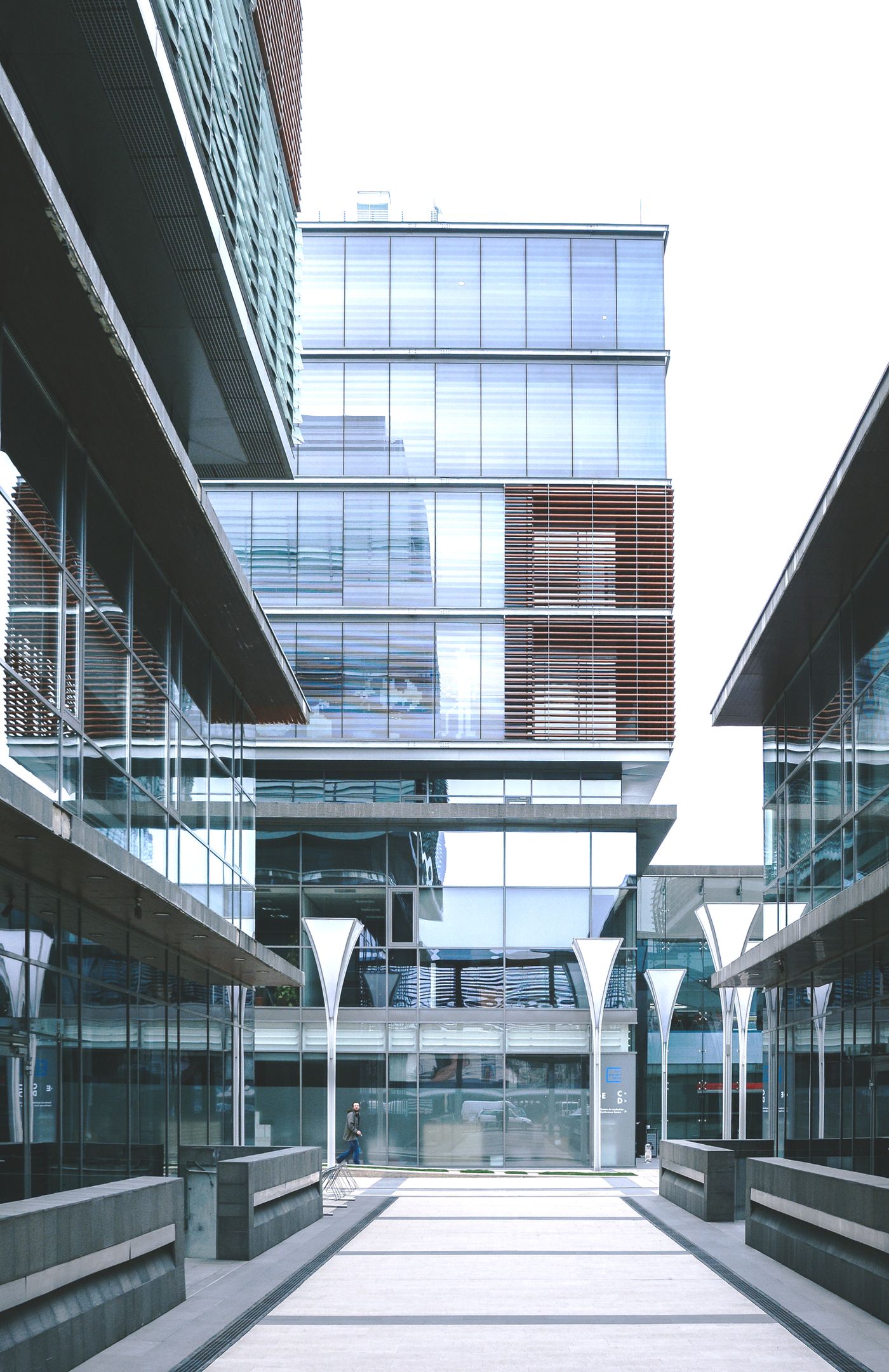 Glass towers viewed from below